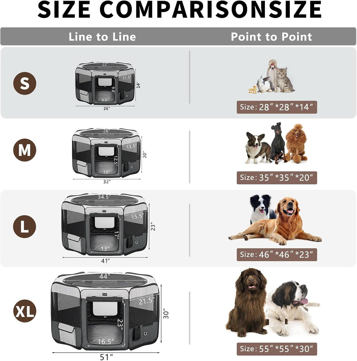 donoro dog playpen portable pet play pens for showing dimensions