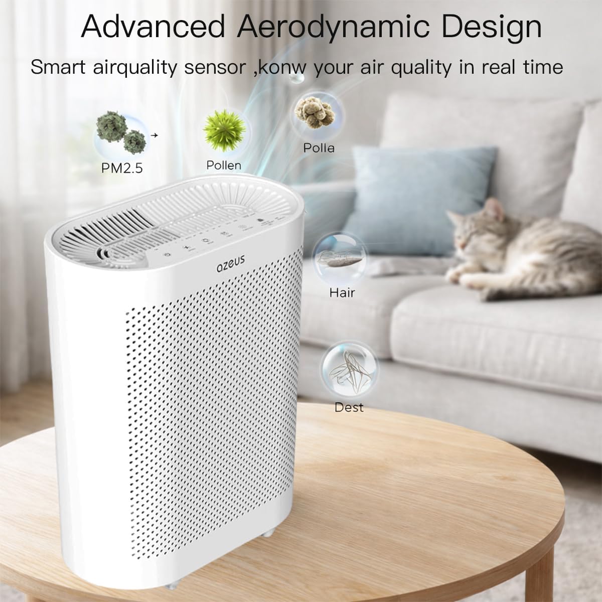megawise true hepa air purifier for home,quiet cleaner showing dimensions