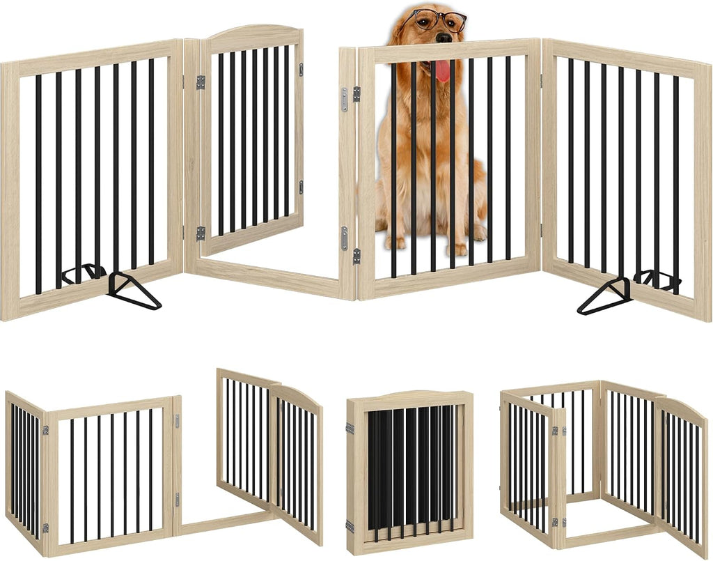 vantas 96" x 30", no-assembly wooden dog gate, side view