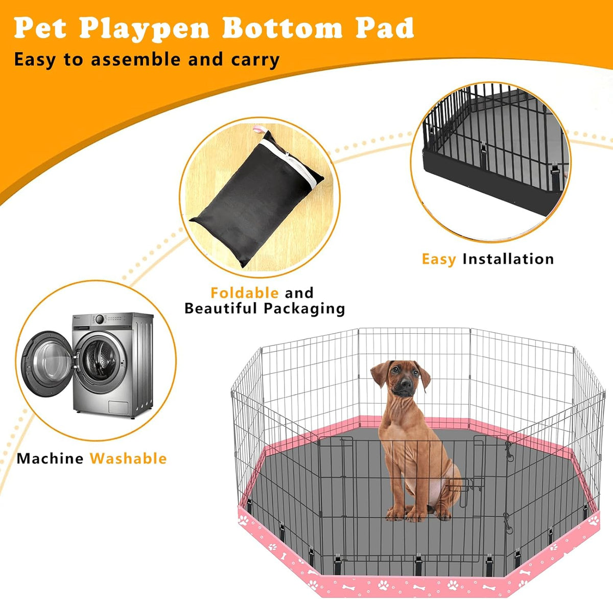 dog playpen bottom pad fits for 24 inch, side view