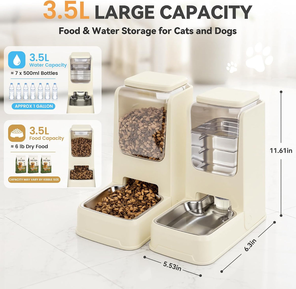 automatic cat feeder stainless steel gravity food and, close-up detail