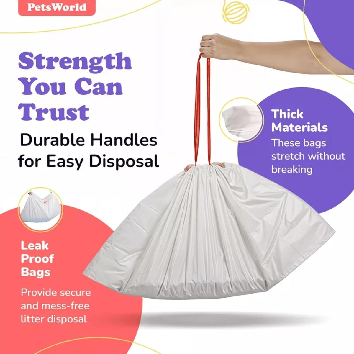 petsworld cat litter box liners, heavy duty litter, close-up detail