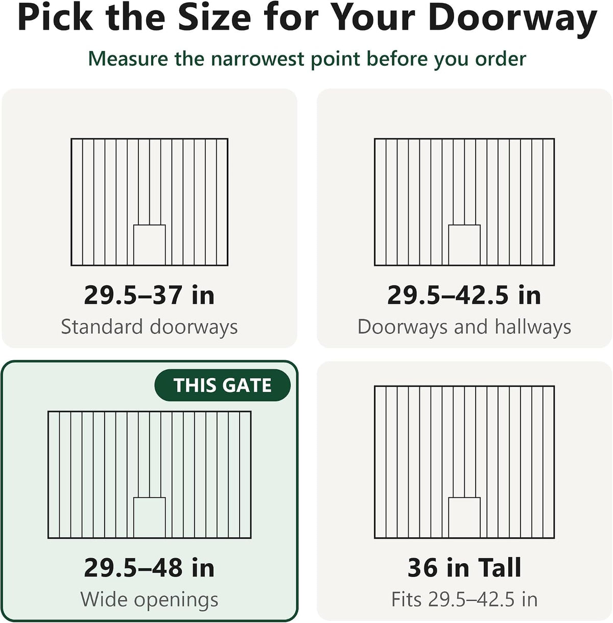 dog gate with adjustable cat door, 29.5-42.5 in shown in use