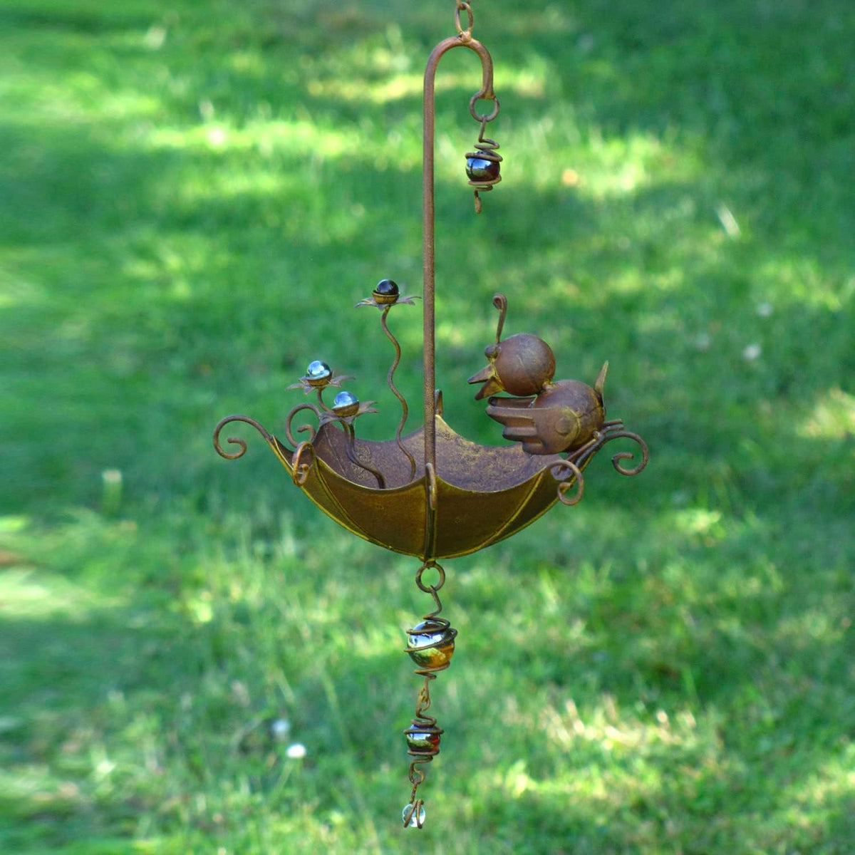 hanging umbrella bird-feeder decorations (set of all 6 showing dimensions