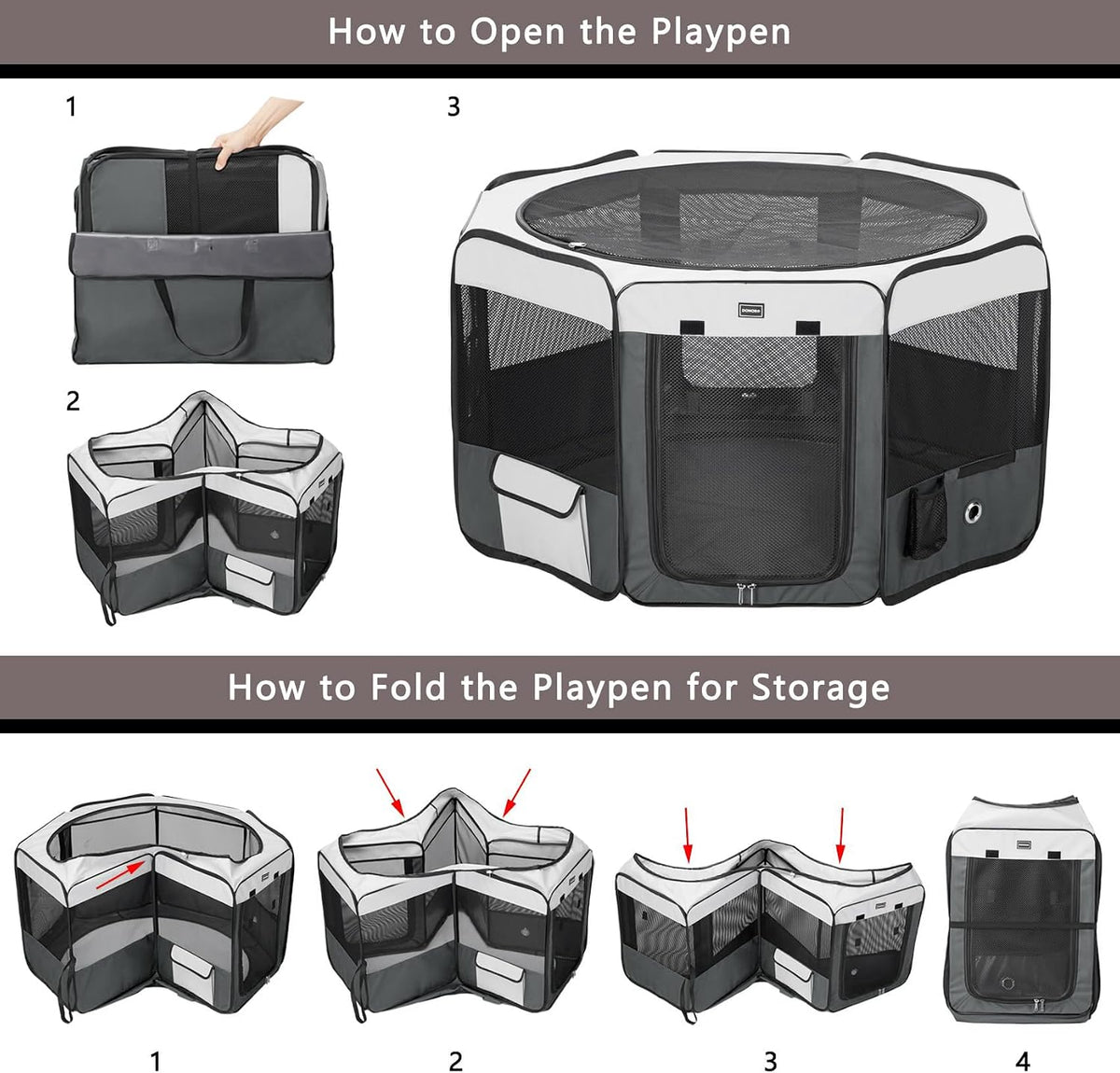 donoro dog playpen portable pet play pens for, close-up detail