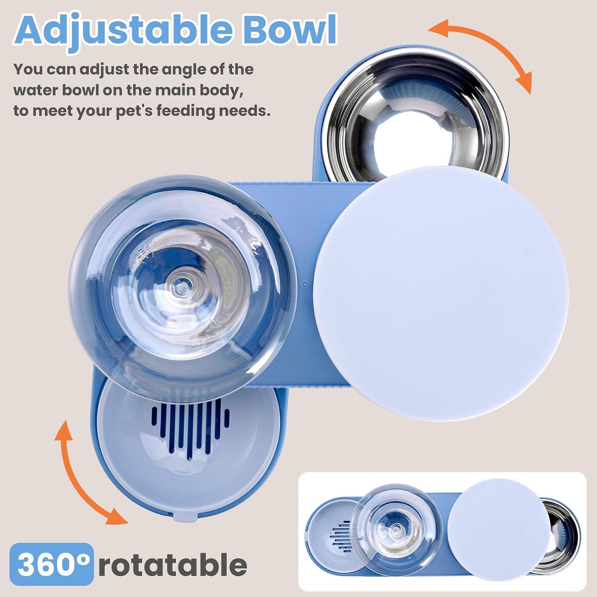 automatic cat feeder stainless steel water dispenser gravity, side view