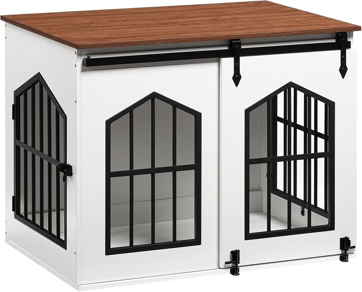 mahancris dog crate furniture, 31.5" farmhouse dog kennel, view 9