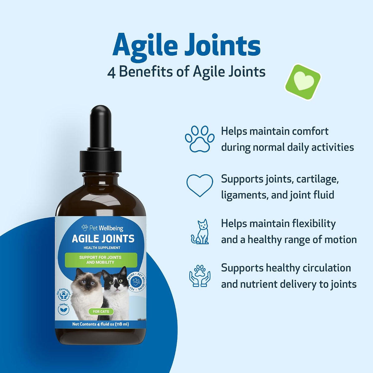 pet wellbeing agile joints for cats - hip, side view