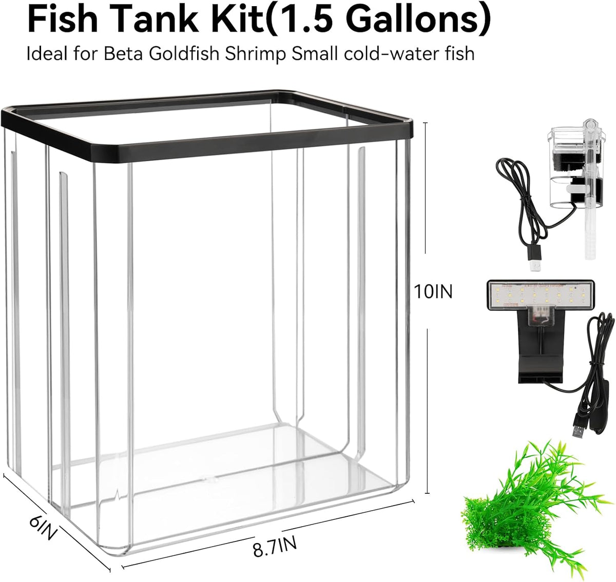 1.5 gallon aquarium starter kits - plastic fish, close-up detail