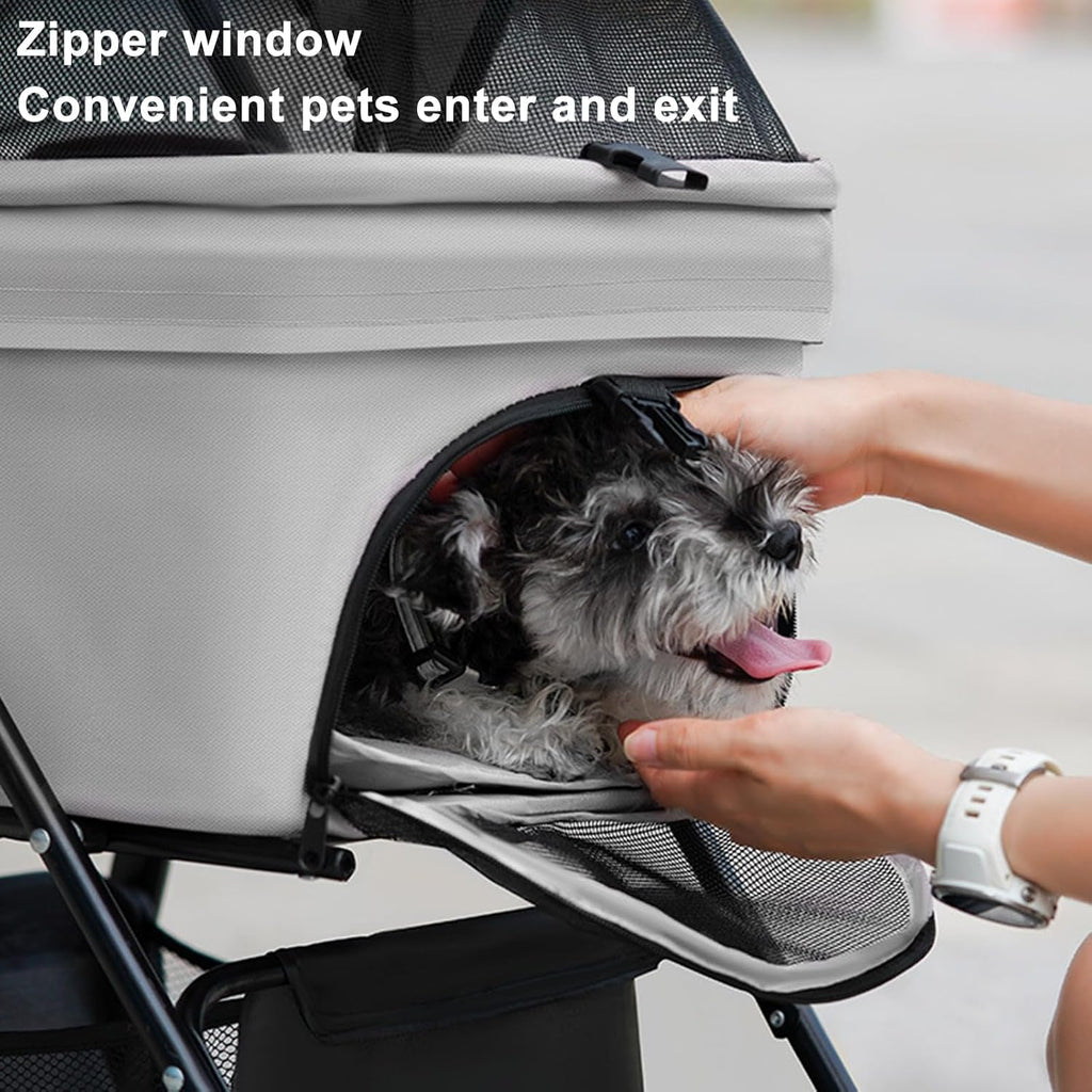 pet stroller-folding 4 wheels cat/dog stroller for medium, front angle view