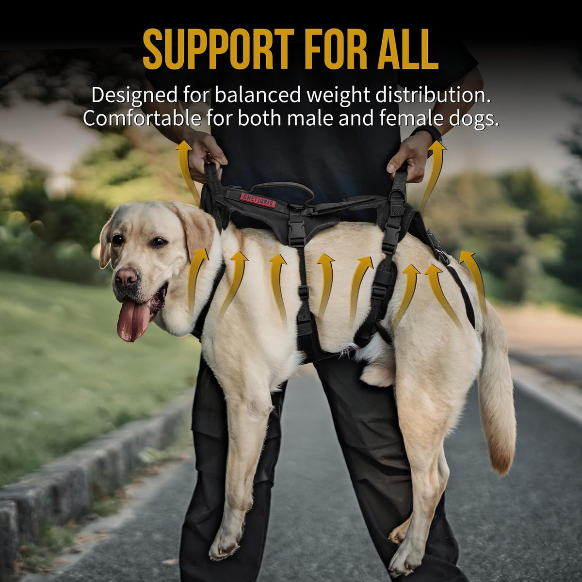 onetigris dog full body lift harness, all-gender dogs, side view