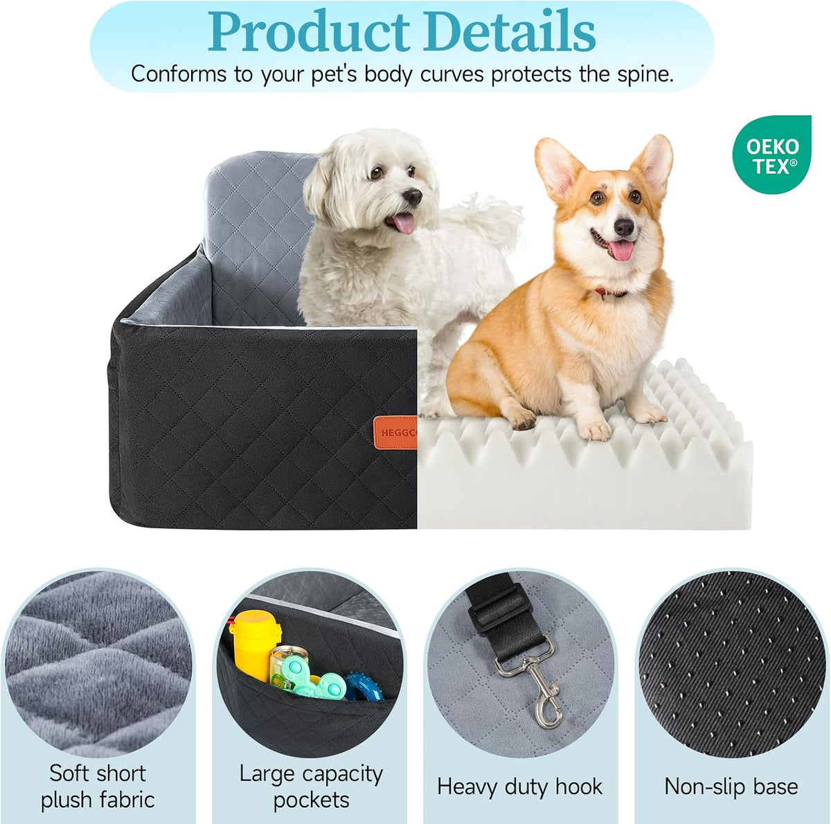 dog car seat for medium large dogs under, side view