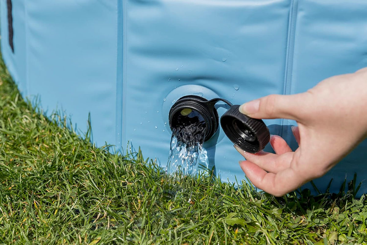 trixie 47-in outdoor splash pool for medium showing dimensions