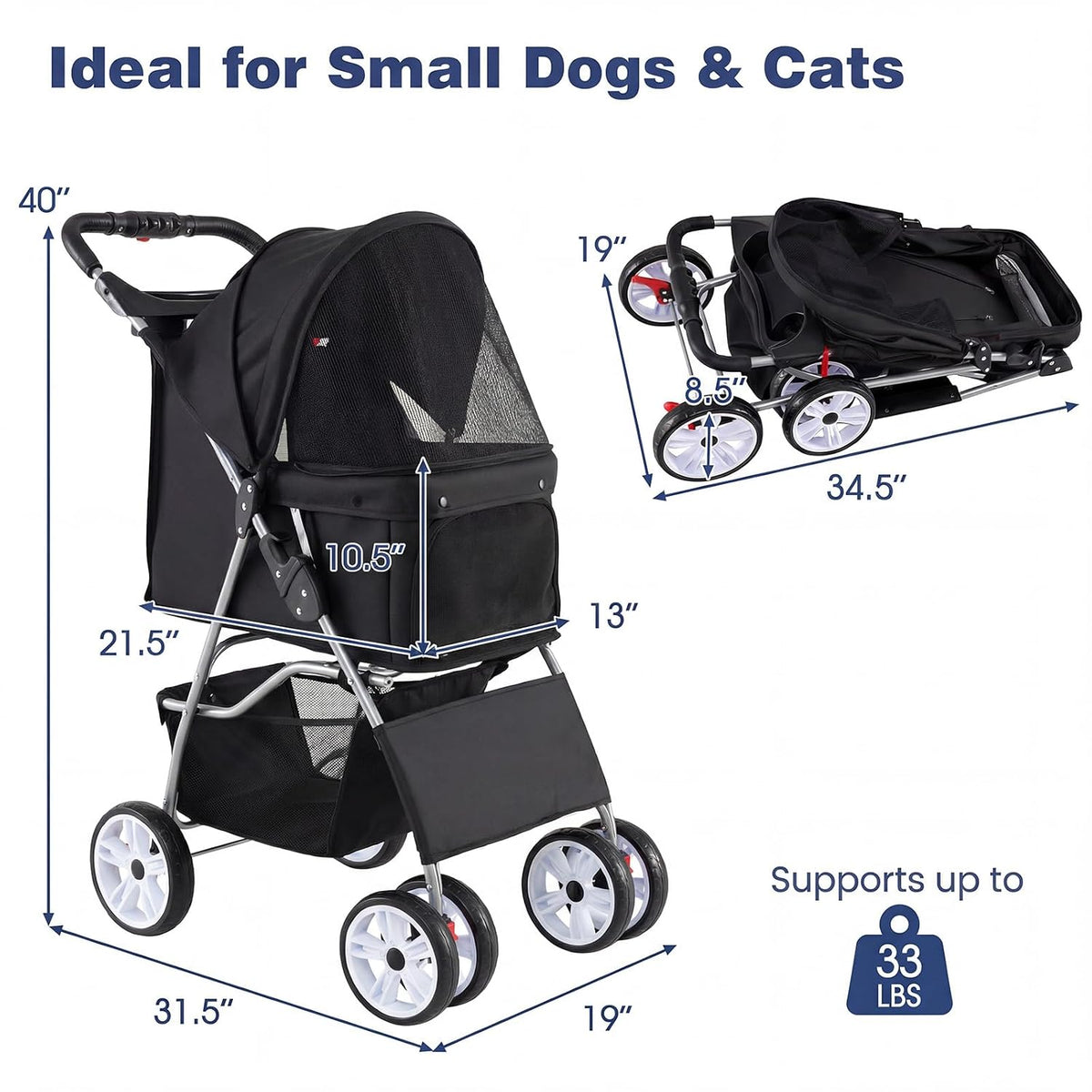 giantex foldable pet stroller for small dogs & on a desk or shelf