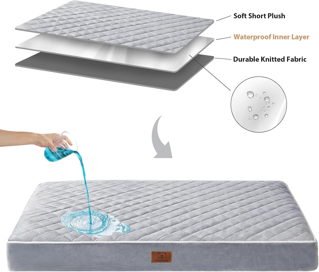 wnpethome orthopedic waterproof extra large senior dogs bed showing dimensions