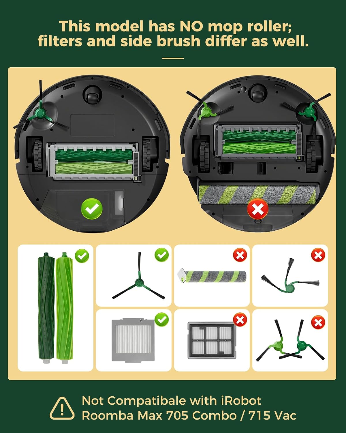 max 705 vac replacement parts for irobot roomba, close-up detail