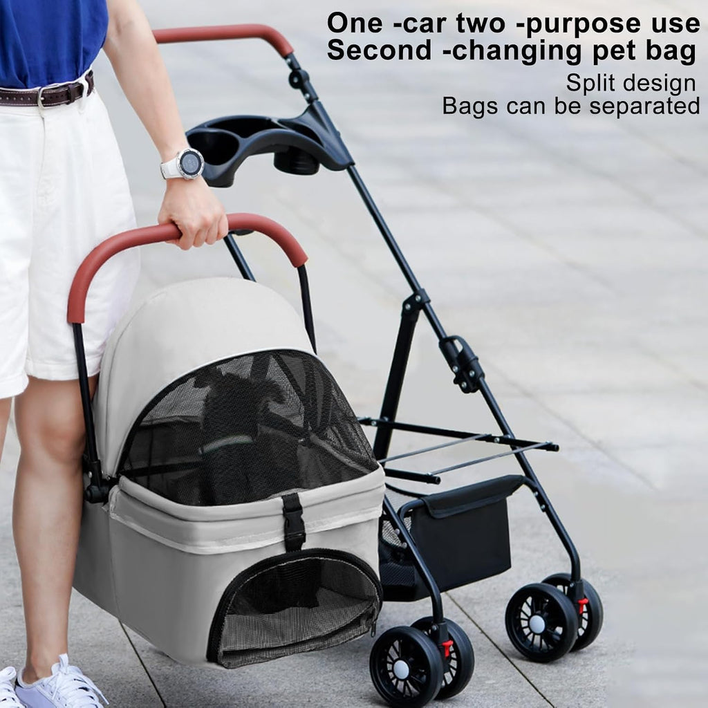 pet stroller-folding 4 wheels cat/dog stroller for medium, side view