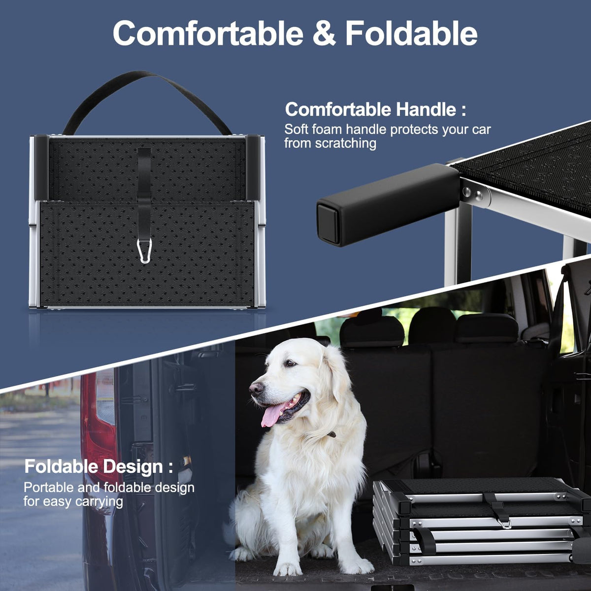 foldable dog stairs for car, 17" aluminum dog, package contents