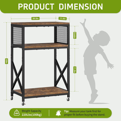 10 gallon aquarium stand, 3-tier fish tank stand shown in use