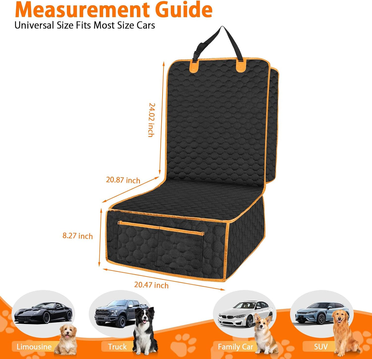 2 packs front seat car cover, waterproof dog shown in use