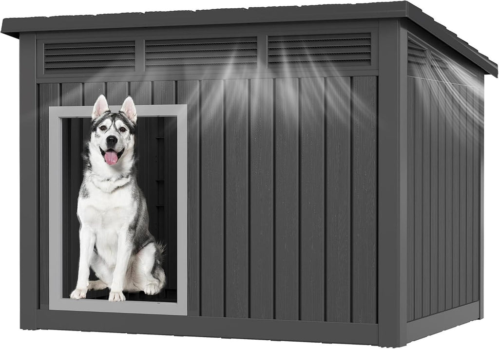 fancyango large dog house with weatherproof roof for shown in use