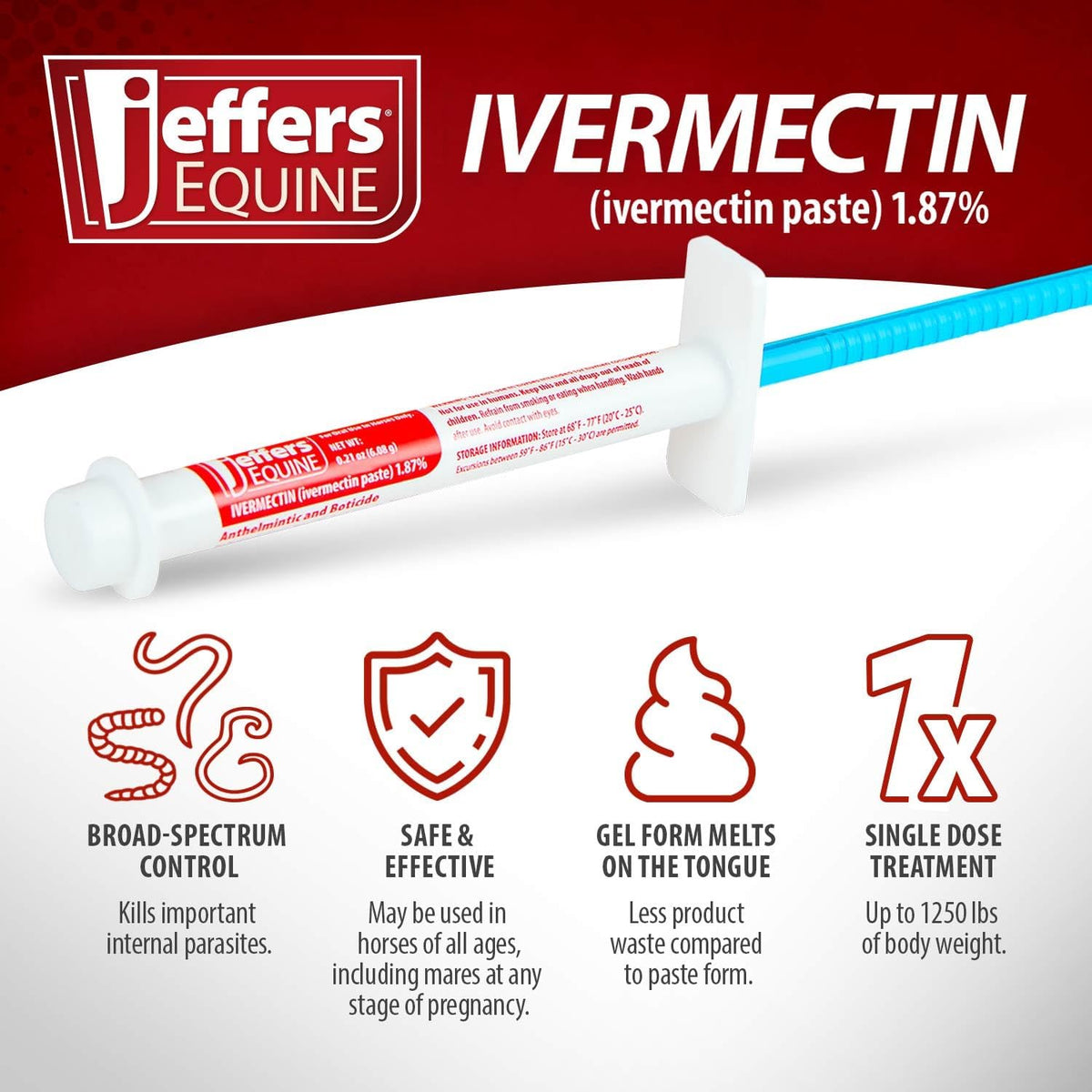 jeffers 1.87% ivermectin gel dewormer for horses |, close-up detail