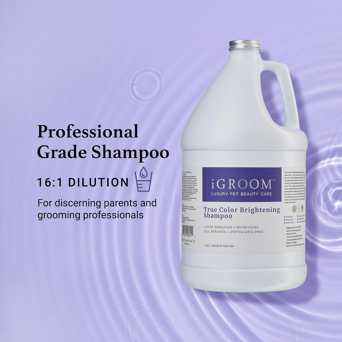 igroom true color dog shampoo, luxury pet beauty, side view