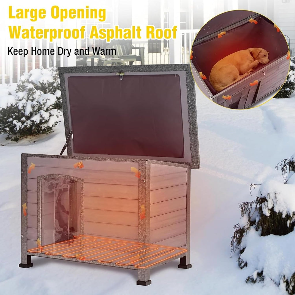 aivituvin dog house with insulated liner, heated outdoor, side view