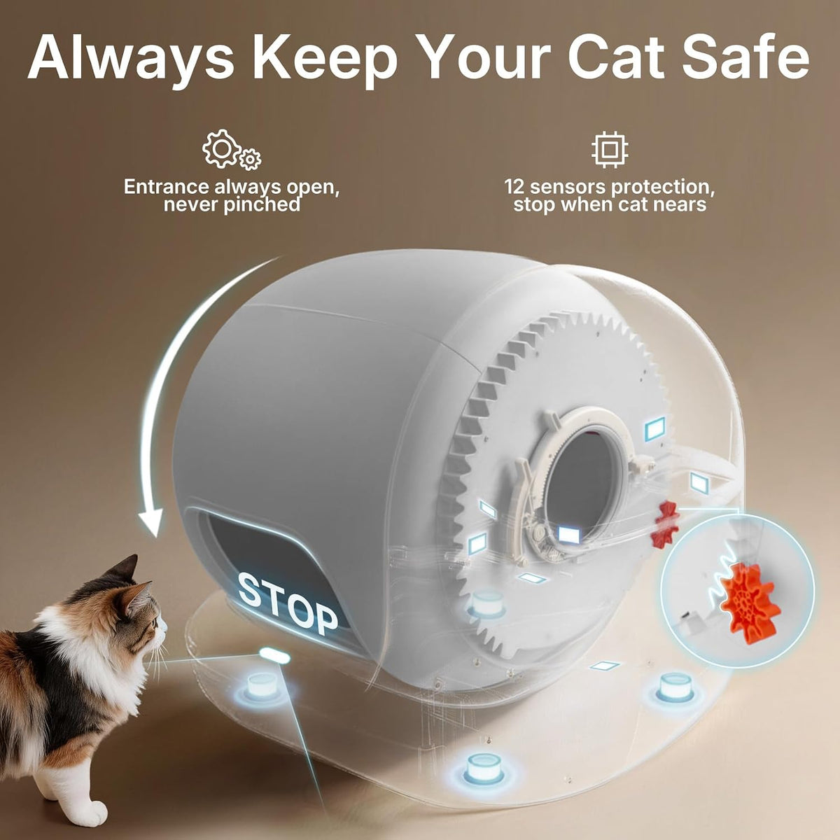 petkit purobot max 3 odor free&leak control, self-cleaning showing dimensions
