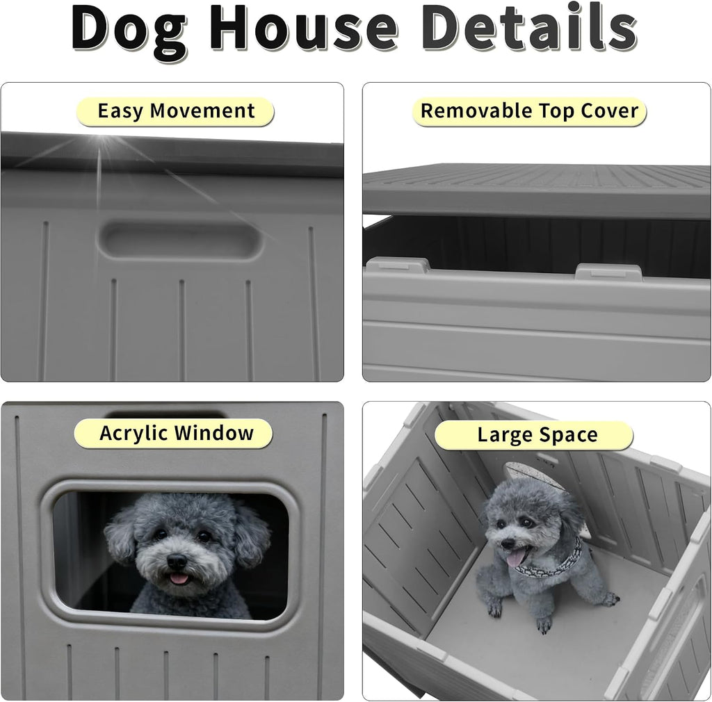 rockever dog house outdoor indoor for small medium showing dimensions
