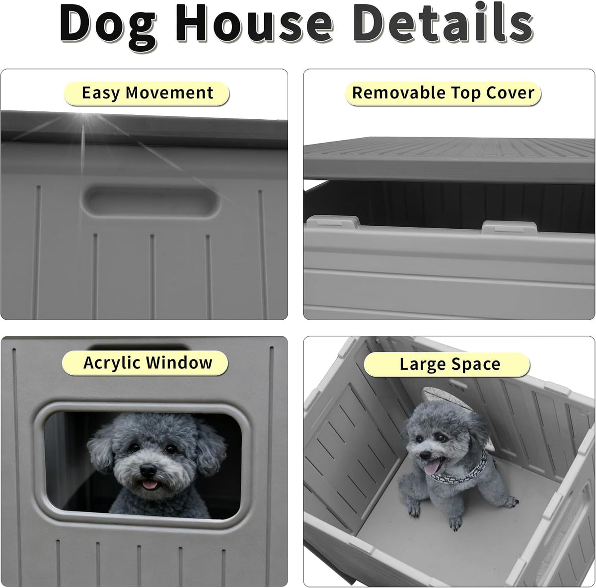 rockever dog house outdoor indoor for small medium showing dimensions