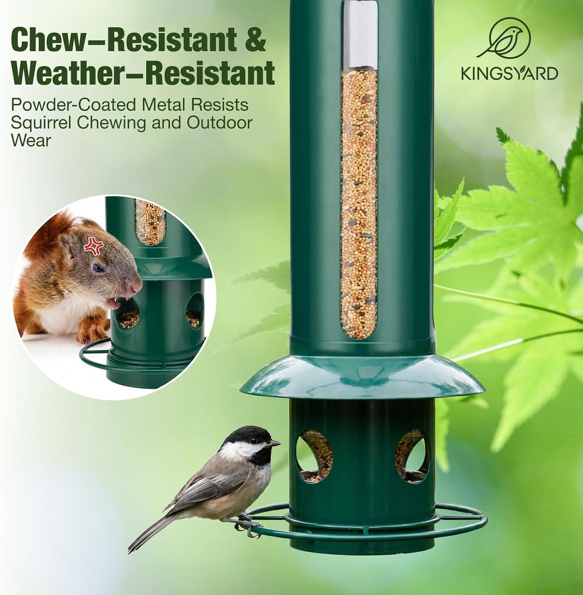 kingsyard squirrel proof hanging bird feeder for outdoors, side view