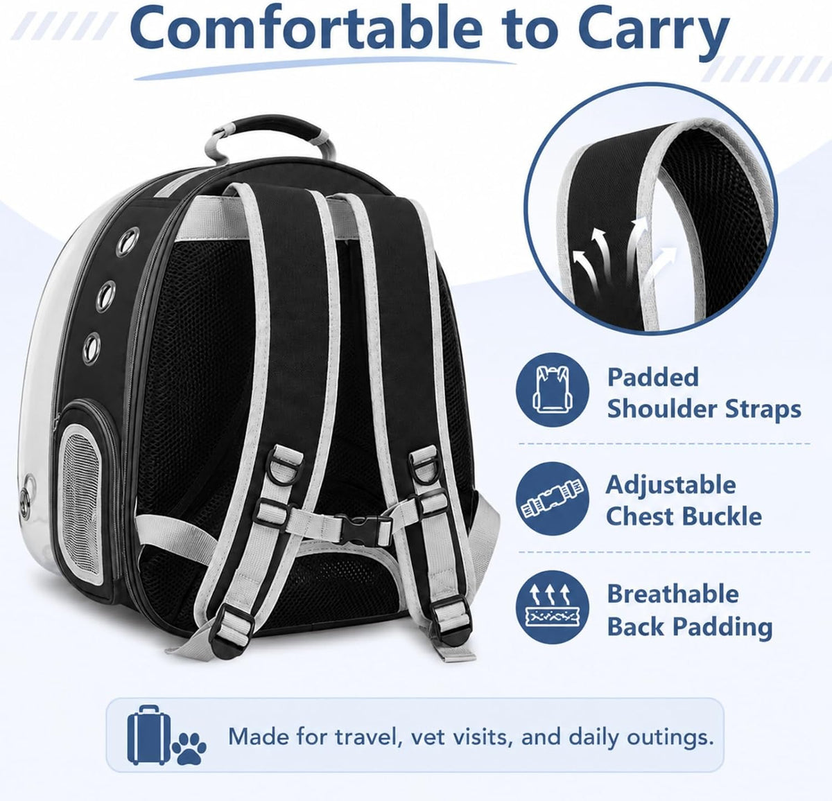 expandable cat carrier backpack with bubble window and on a desk or shelf
