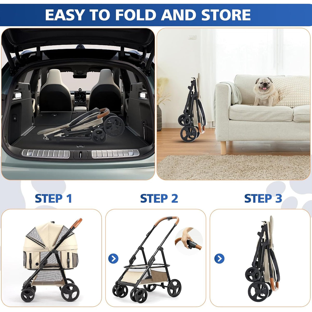 4 wheels pet stroller for small/medium dogs and, package contents