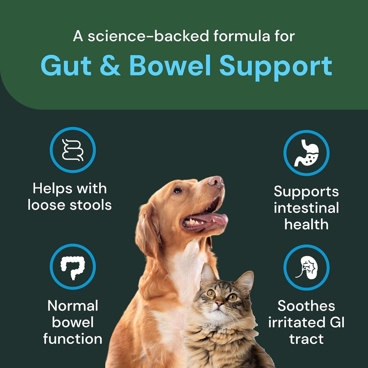 vetriscience veterinary strength gut & bowel support, duck, side view
