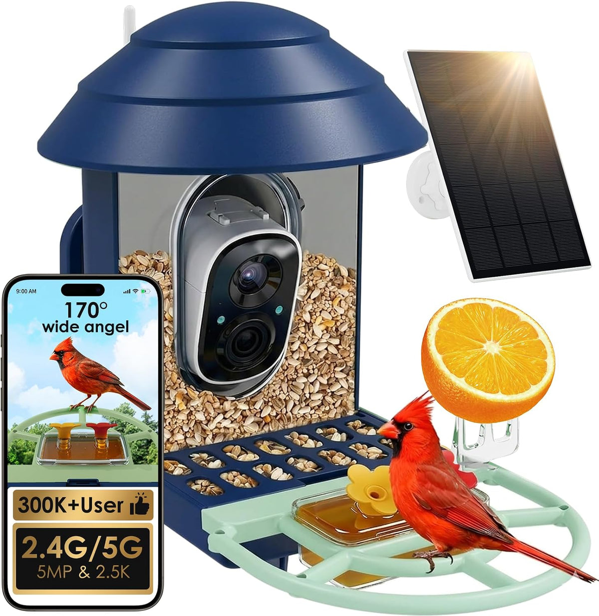 bird feeder with camera 2.4g/5g wifi wireless outdoor, main product view