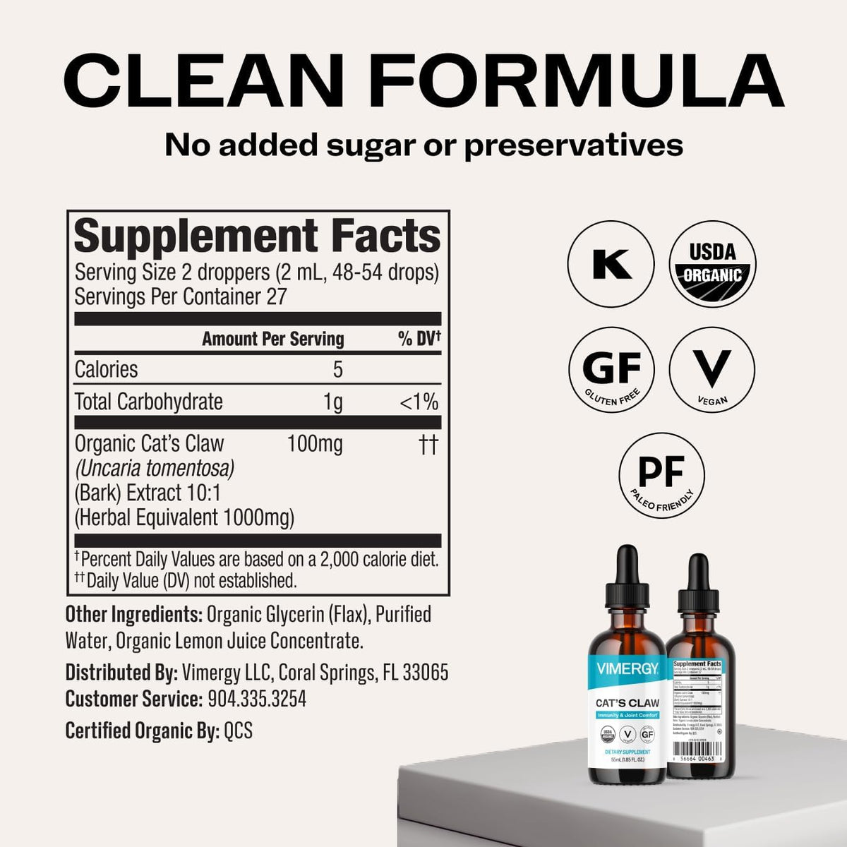 cat's claw 10:1 extract, whole body immunity*, alcohol-free, close-up detail