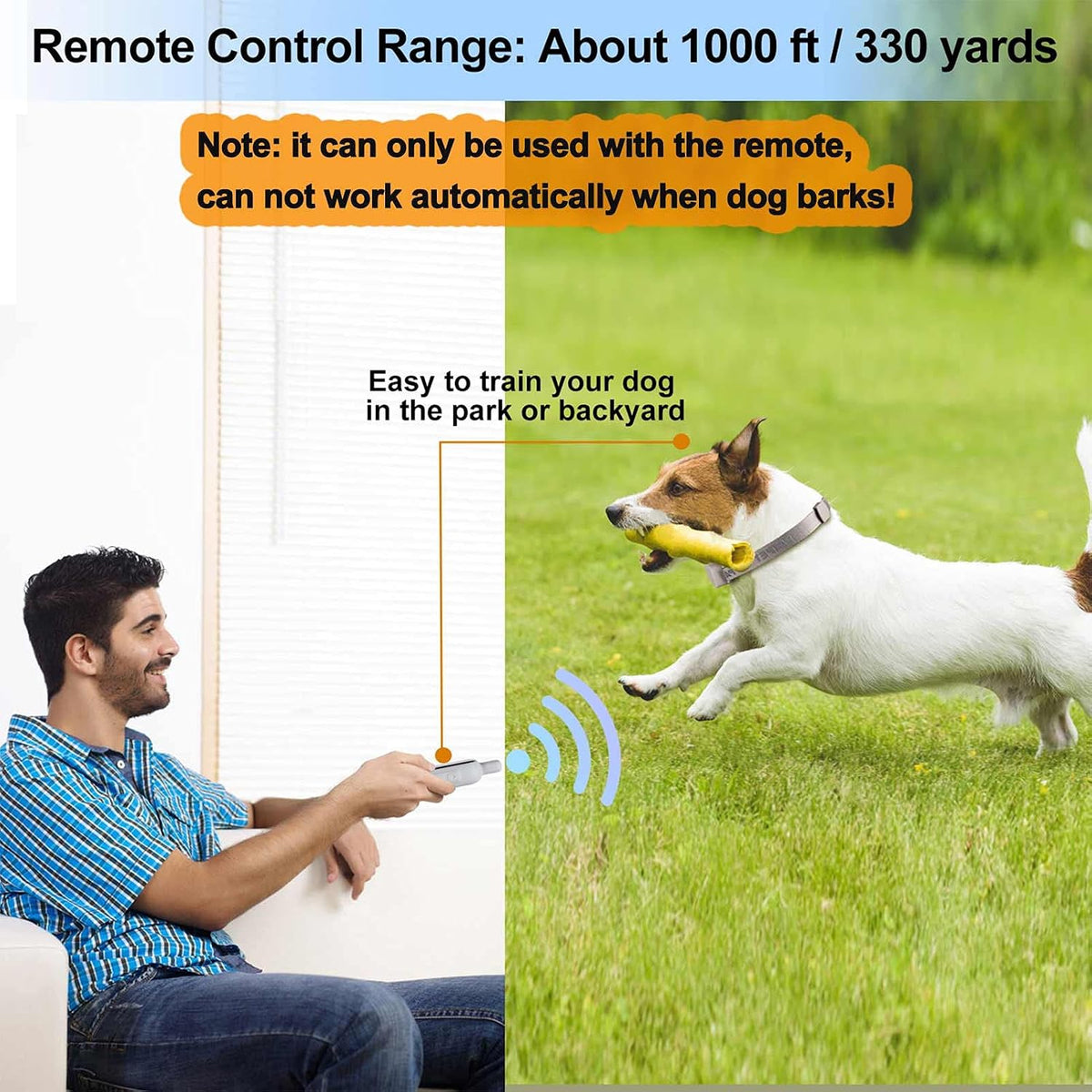 citronella dog collar with remote, safer 3 modes, side view