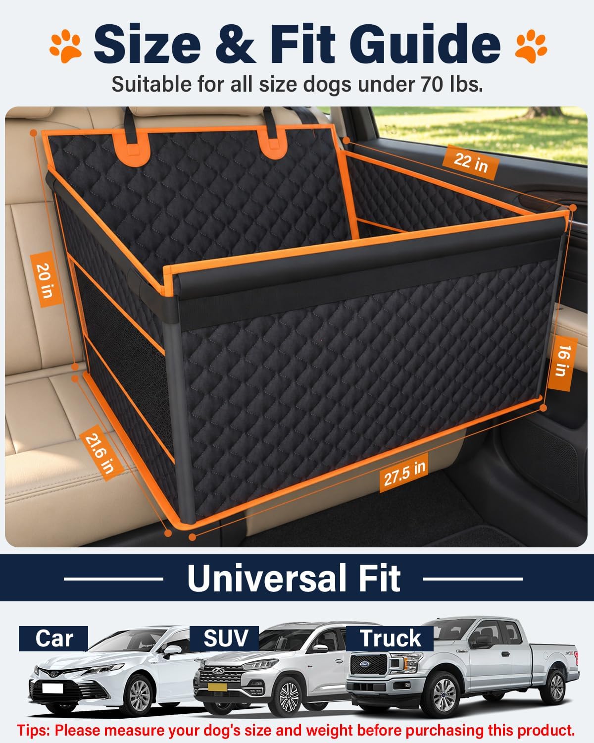 instraella dog car seat for large dogs, hard, side view