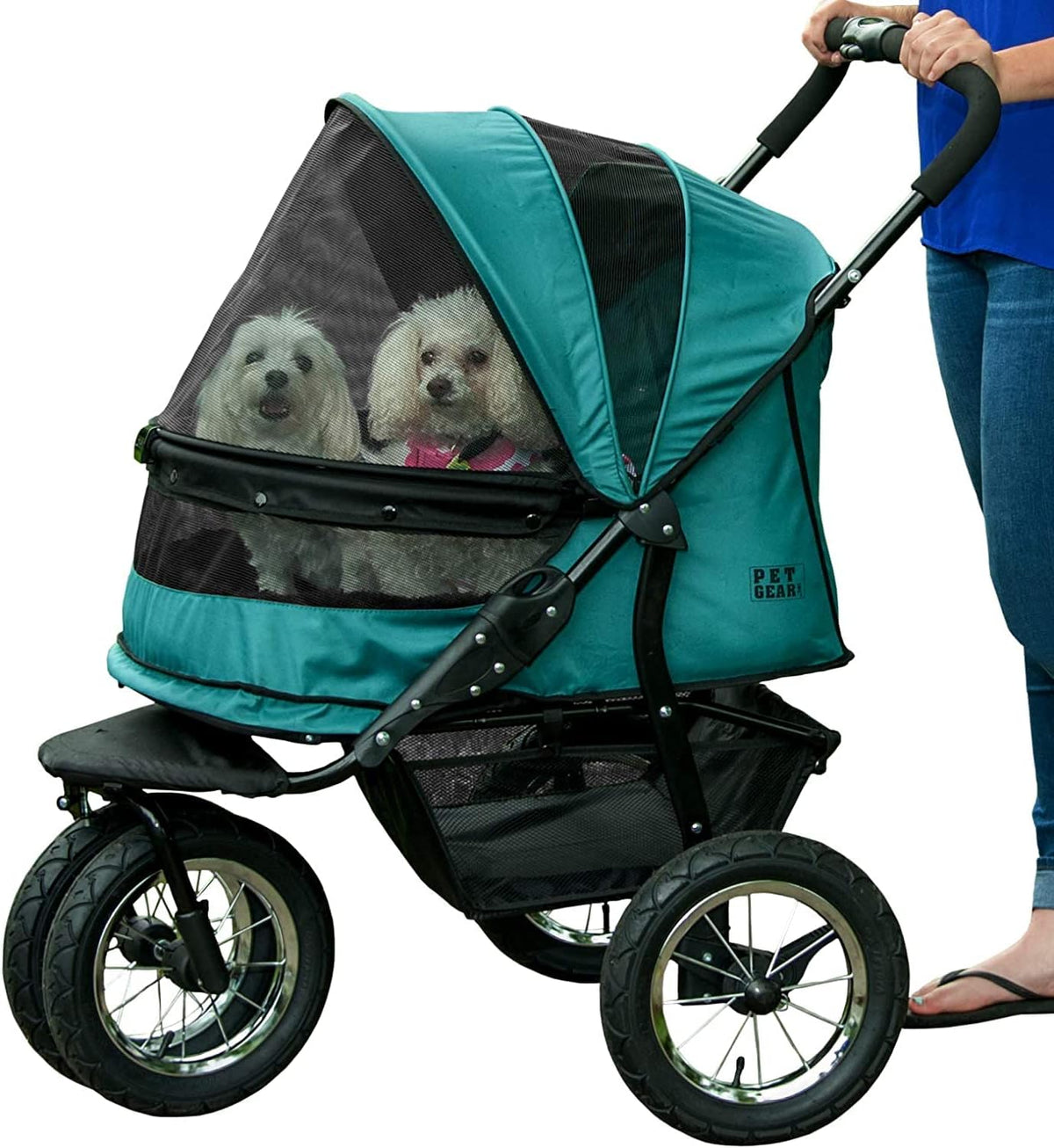 pet gear no-zip double pet stroller, zipperless entry, main product view