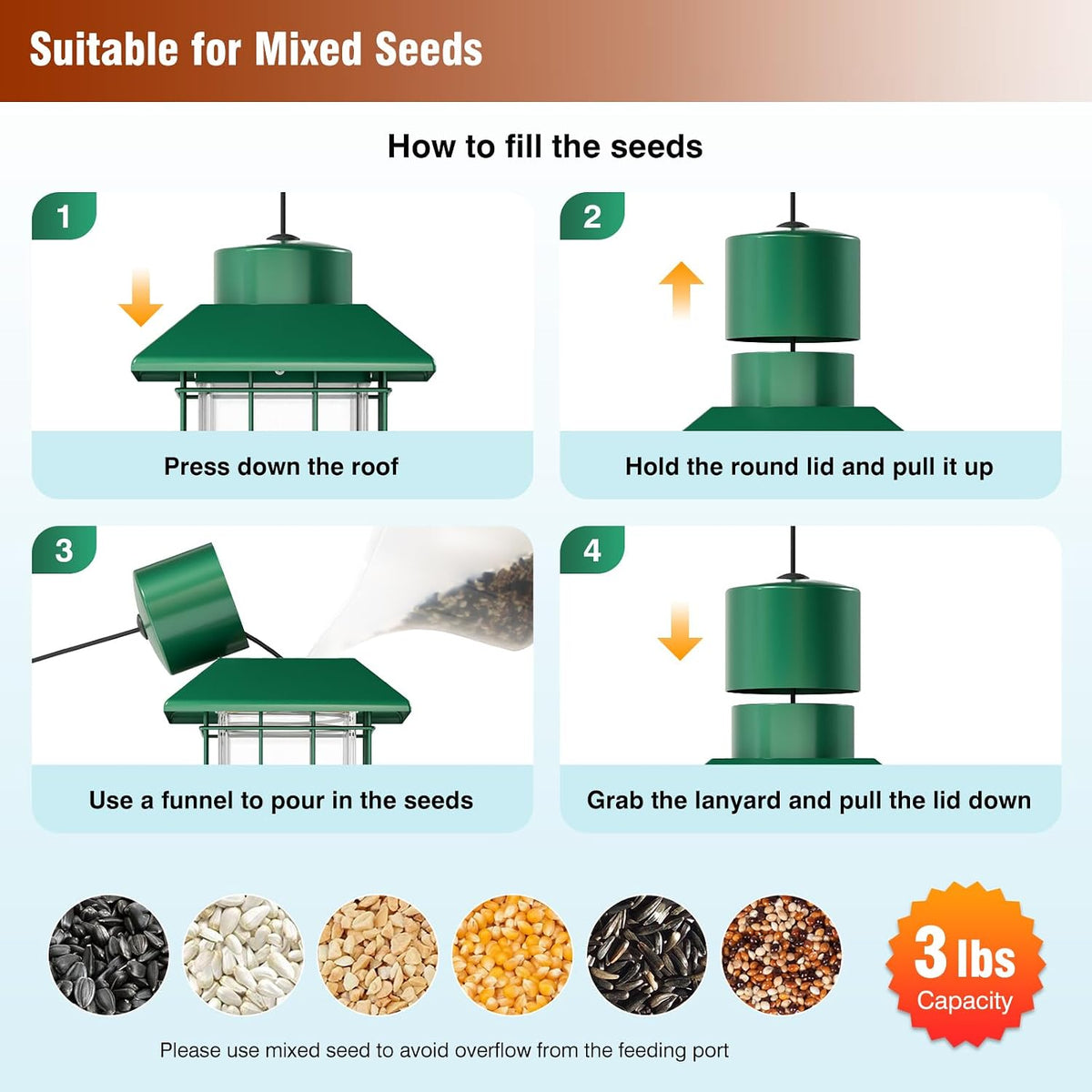 squirrel proof bird feeder, metal bird feeders for showing dimensions