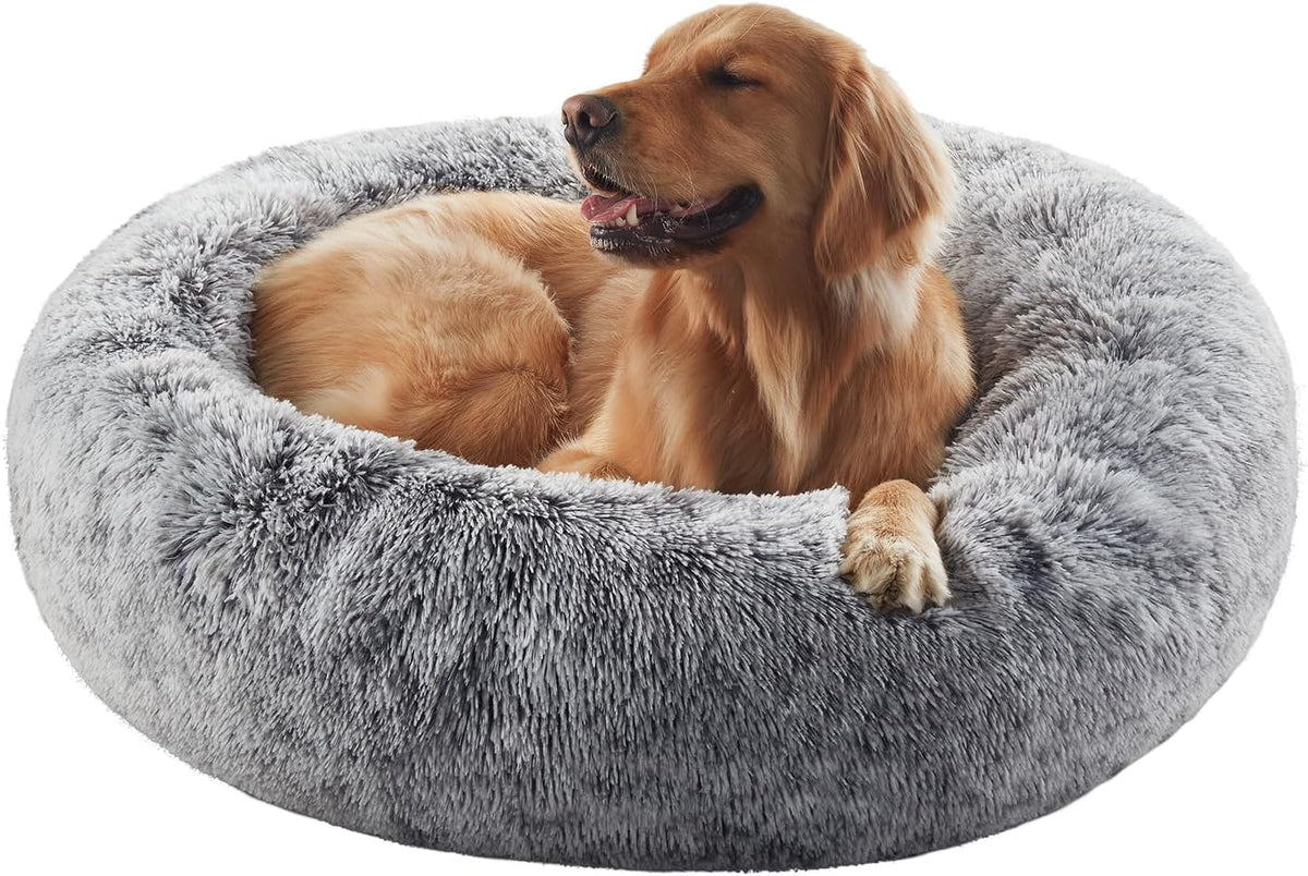 36 inches faux fur fluffy donut dog bed, main product view