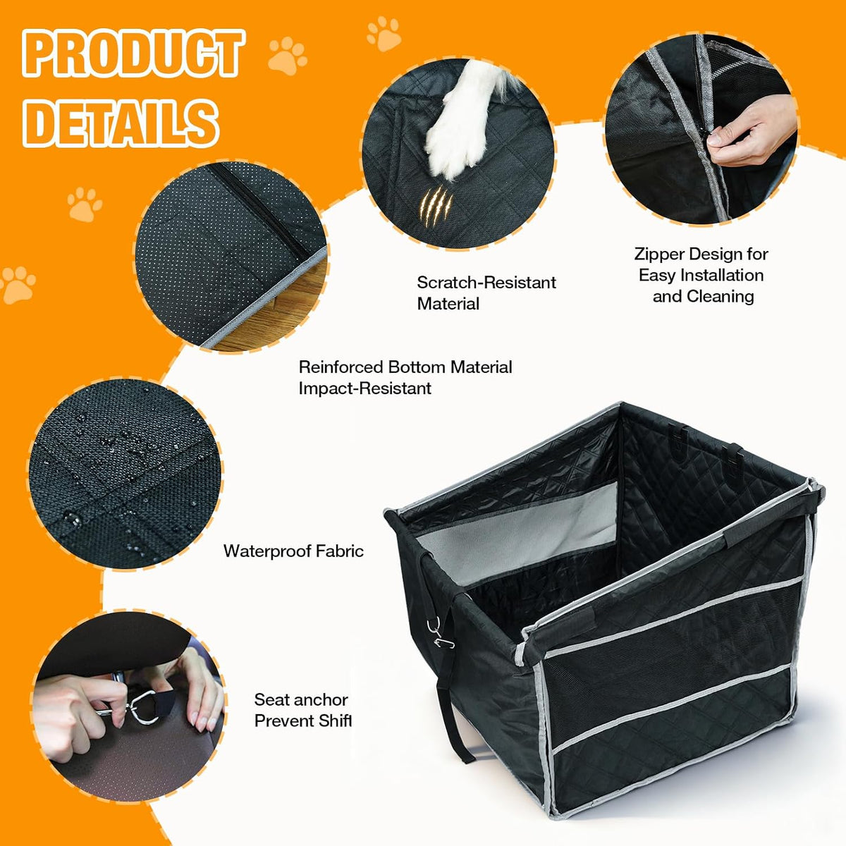 dog car seat for large medium dogs, half, side view