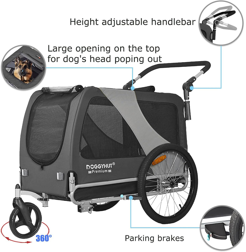 doggyhut® premium x large pet bike trailer & shown in use