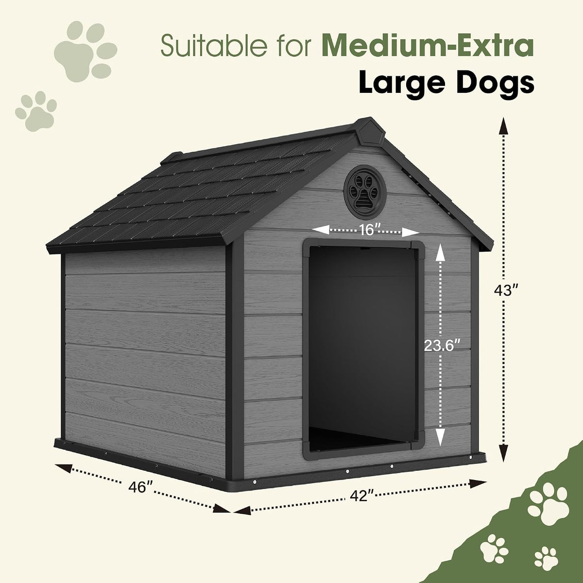 fancyango extra-large giant dog house outdoor indoor for shown in use
