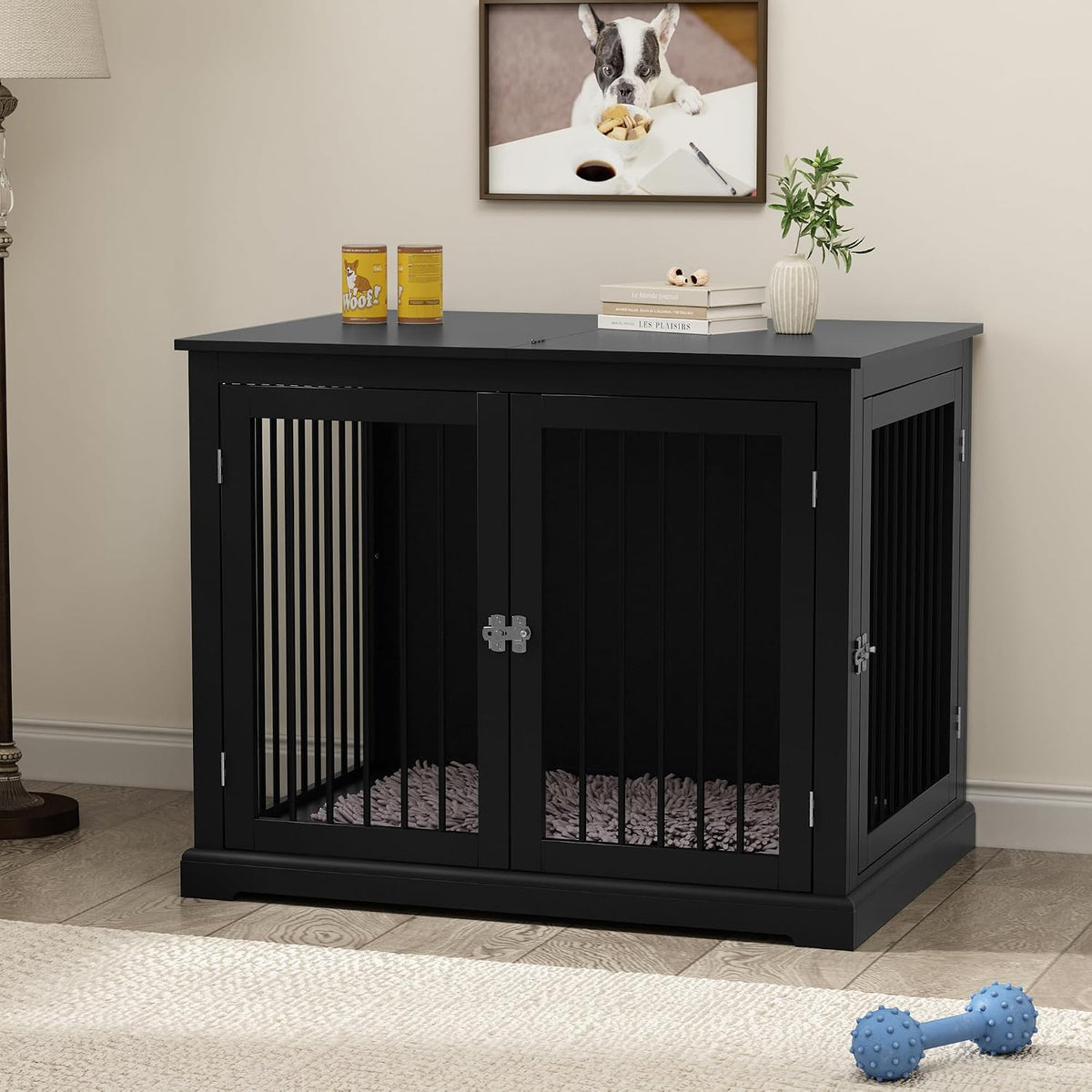 pupetpo dog crate furniture, wooden dog kennel with, main product view