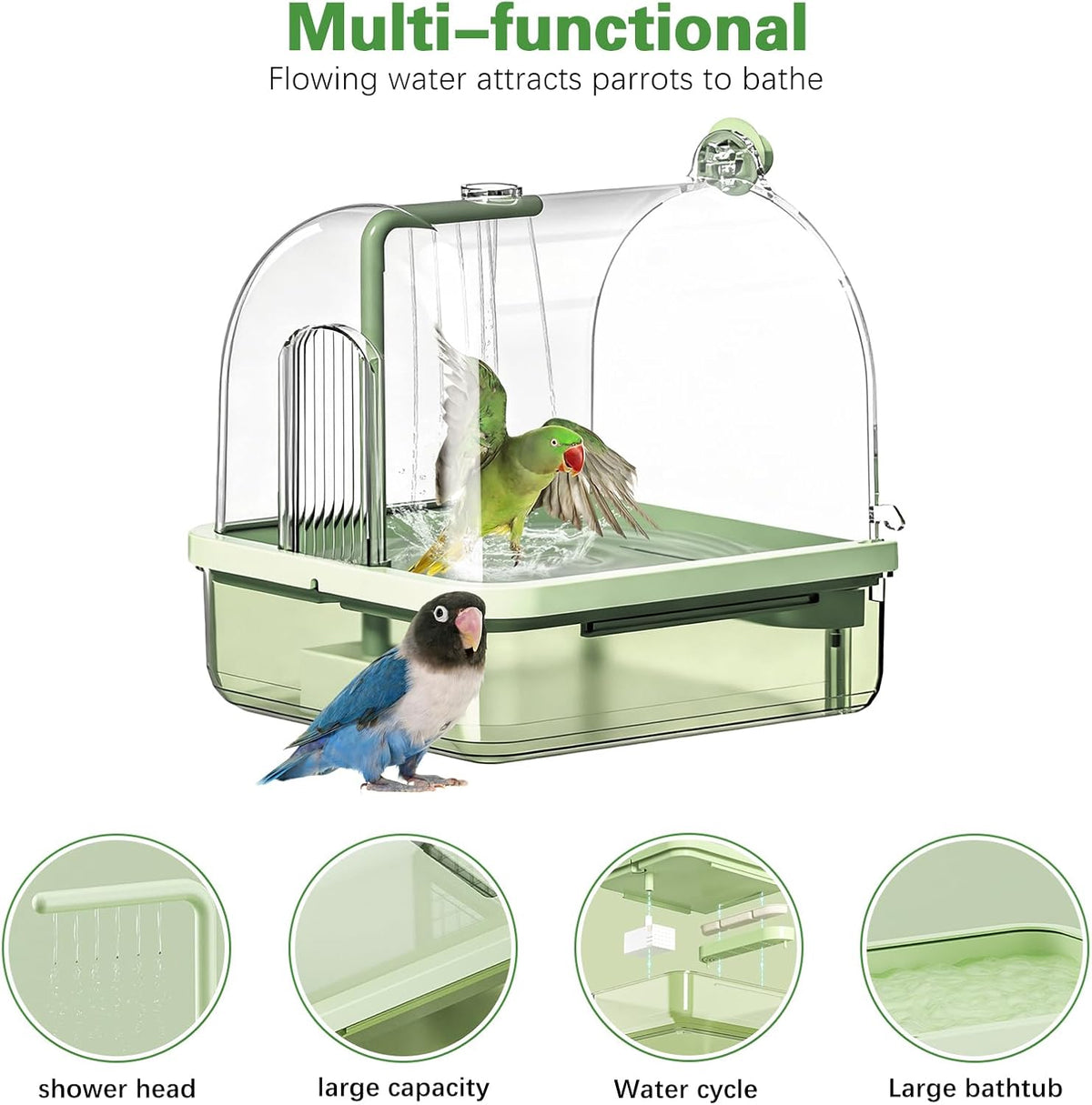 parrot bathtub automatic bath shower,automatic bird bath with showing dimensions