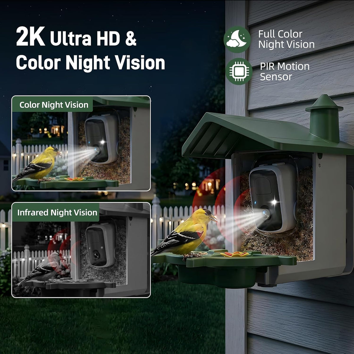 bird feeder with camera, 2k hd video bird shown in use