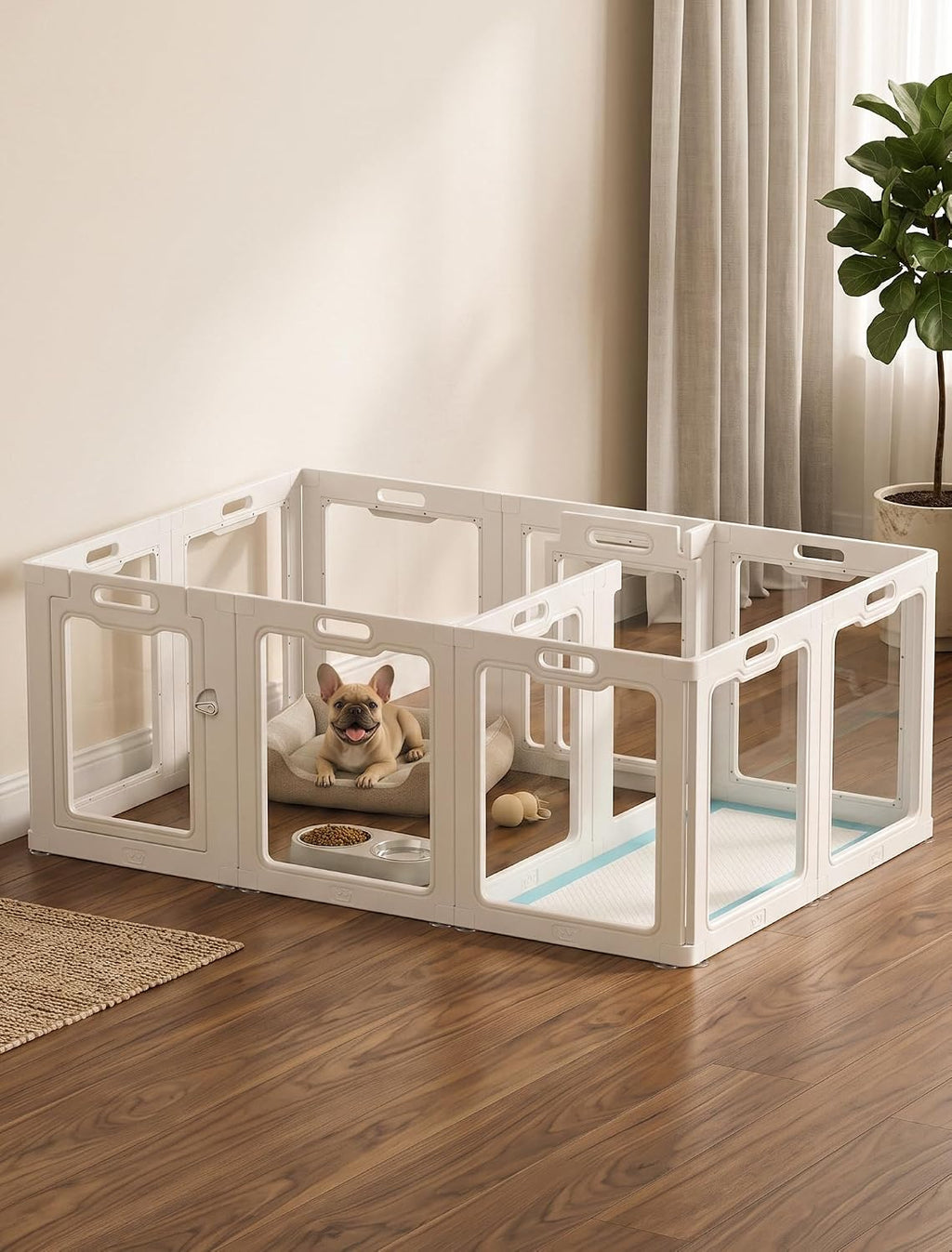 rossny puppy playpen for indoor, 12-panel acrylic pet, main product view