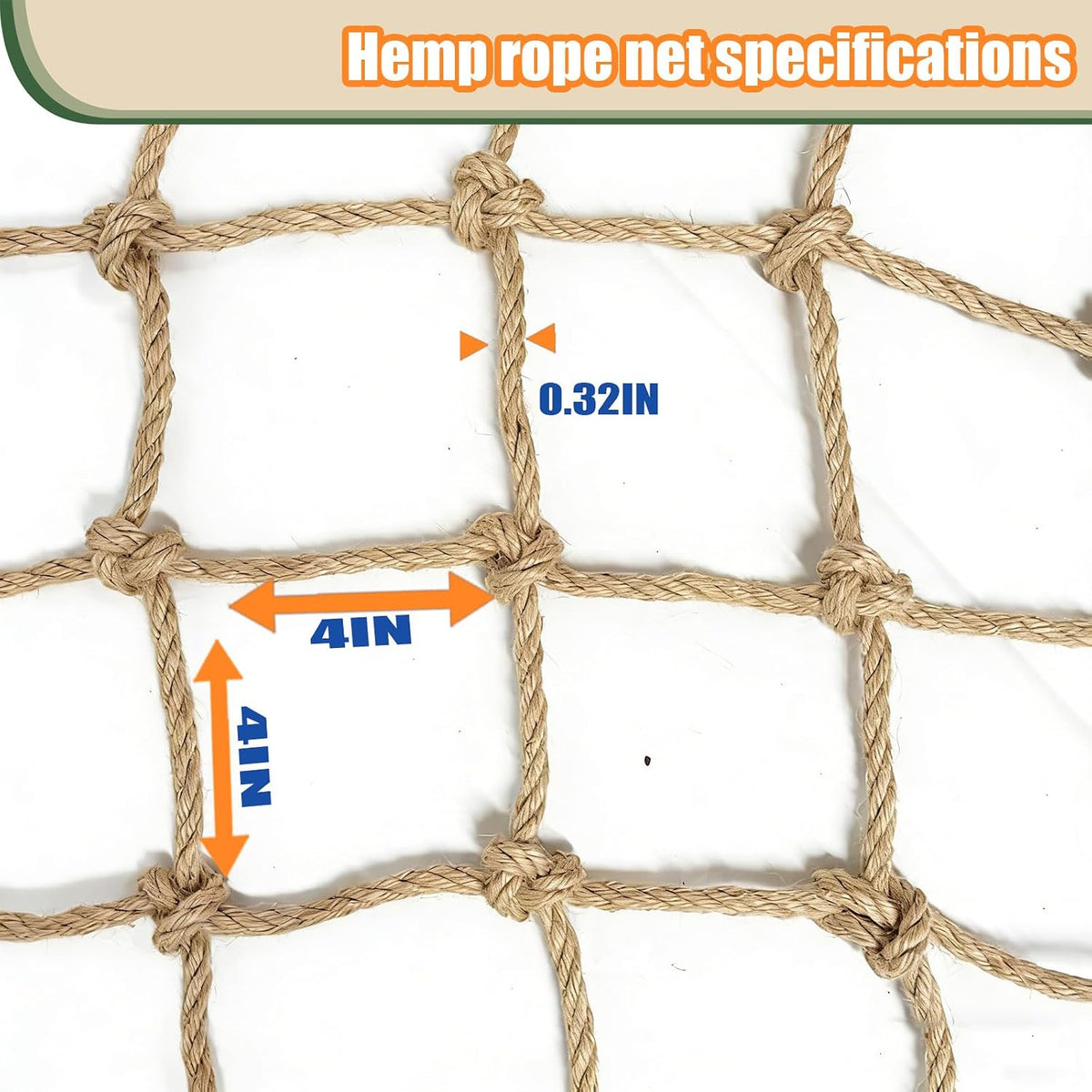jute hemp rope net balcony safety net for, side view